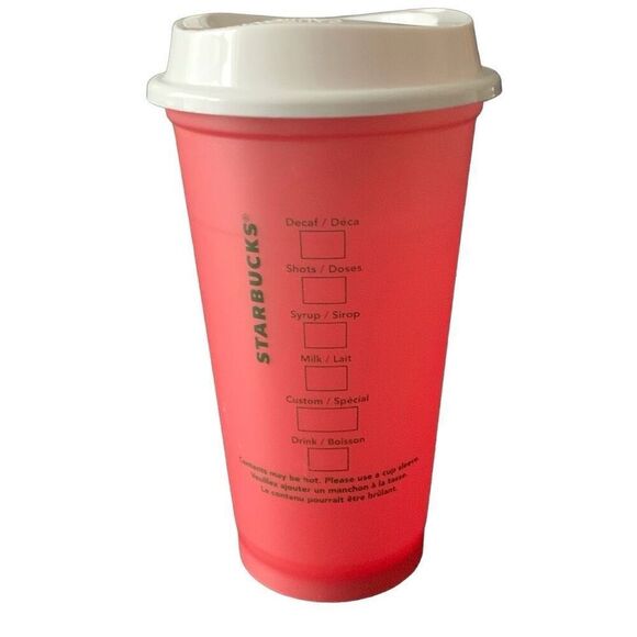 Pre Owned Starbucks 2013 PINK Reusable Tumbler Siren Logo 16oz Coffee Cup Mug - Picture 5 of 12